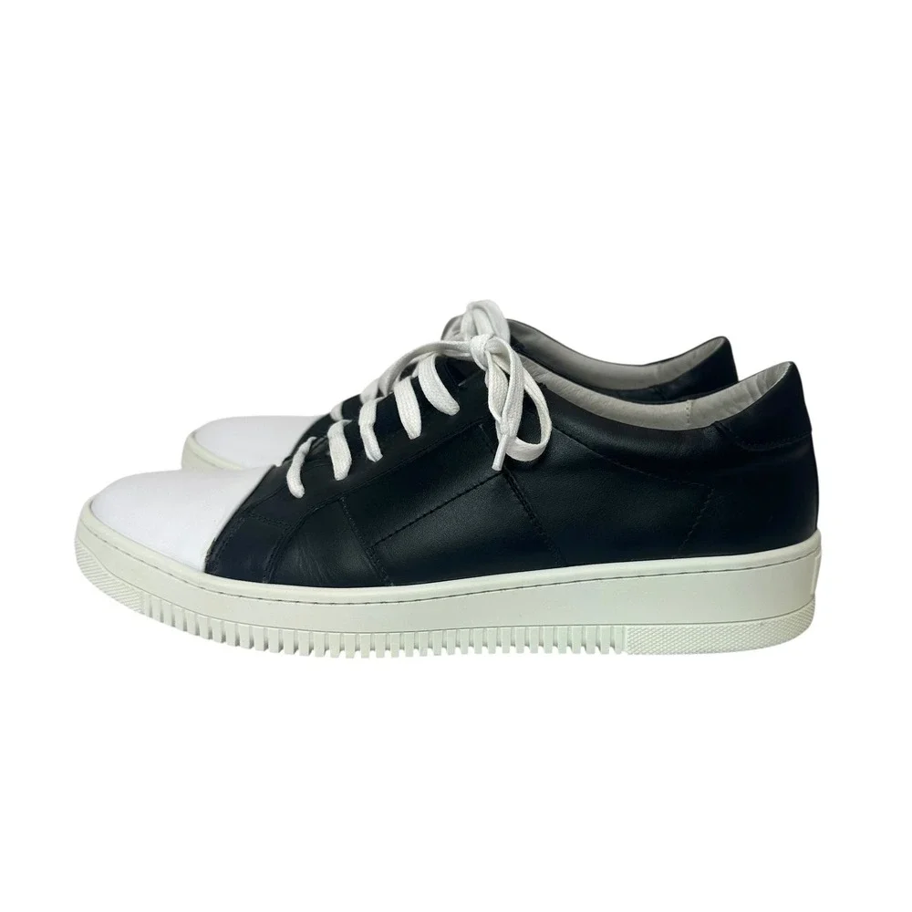 Patrizia Pepe Leather Sneakers Trainers Mens EU 44 US 10.5 Italy Low Top Cap Toe
